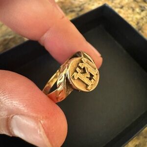 10k Gold Signet Ring with Engraved letter “M” initial.